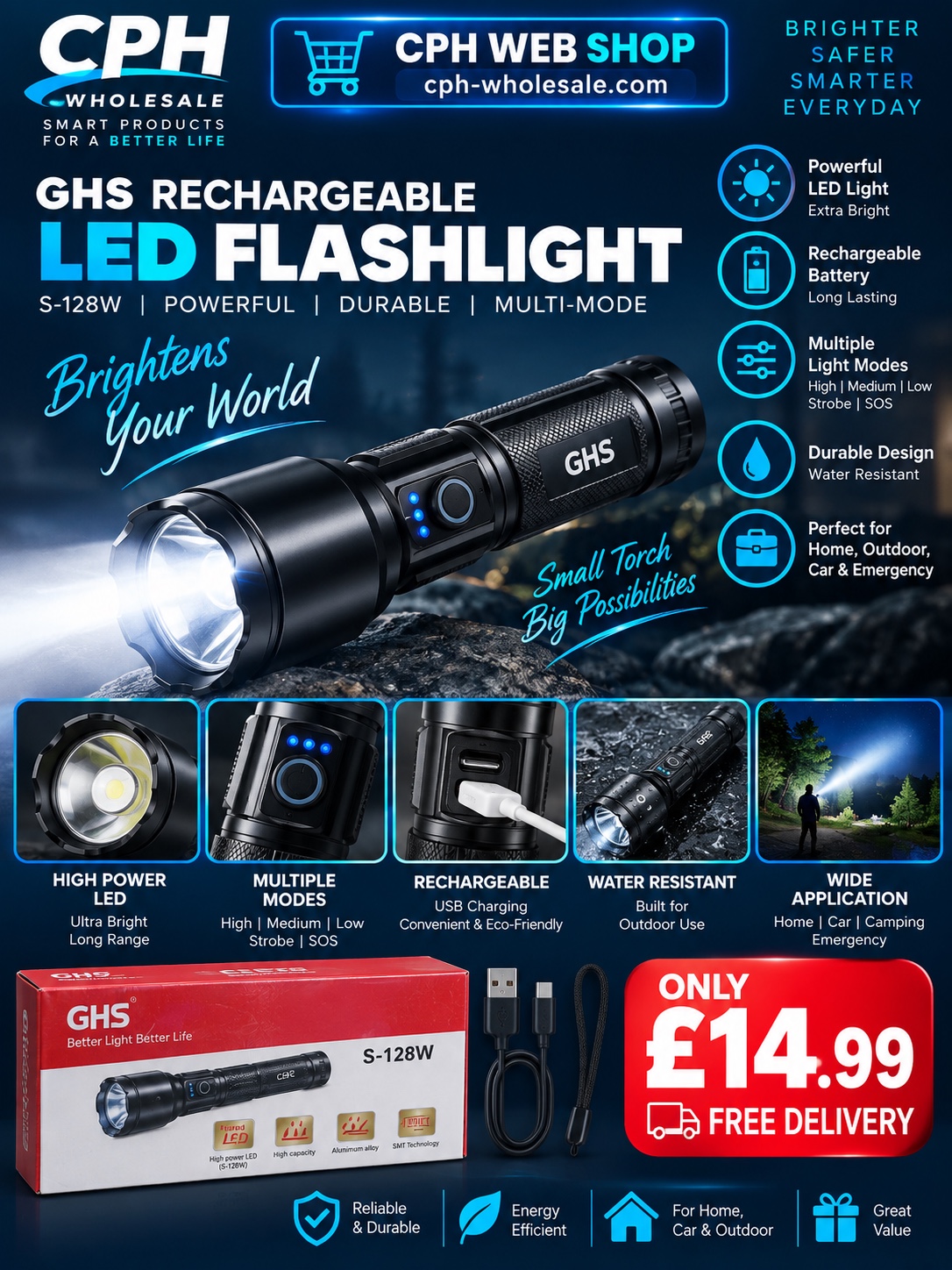 GHS Rechargeable LED Flashlight