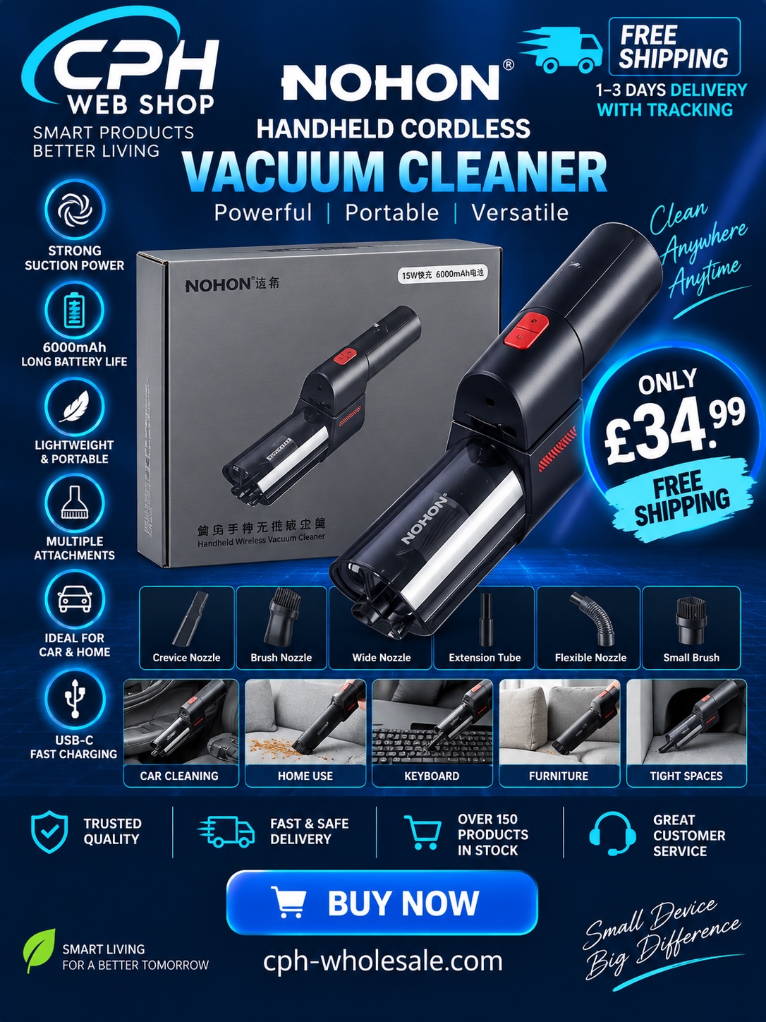 Nohon Handheld Cordless Vacuum Cleaner