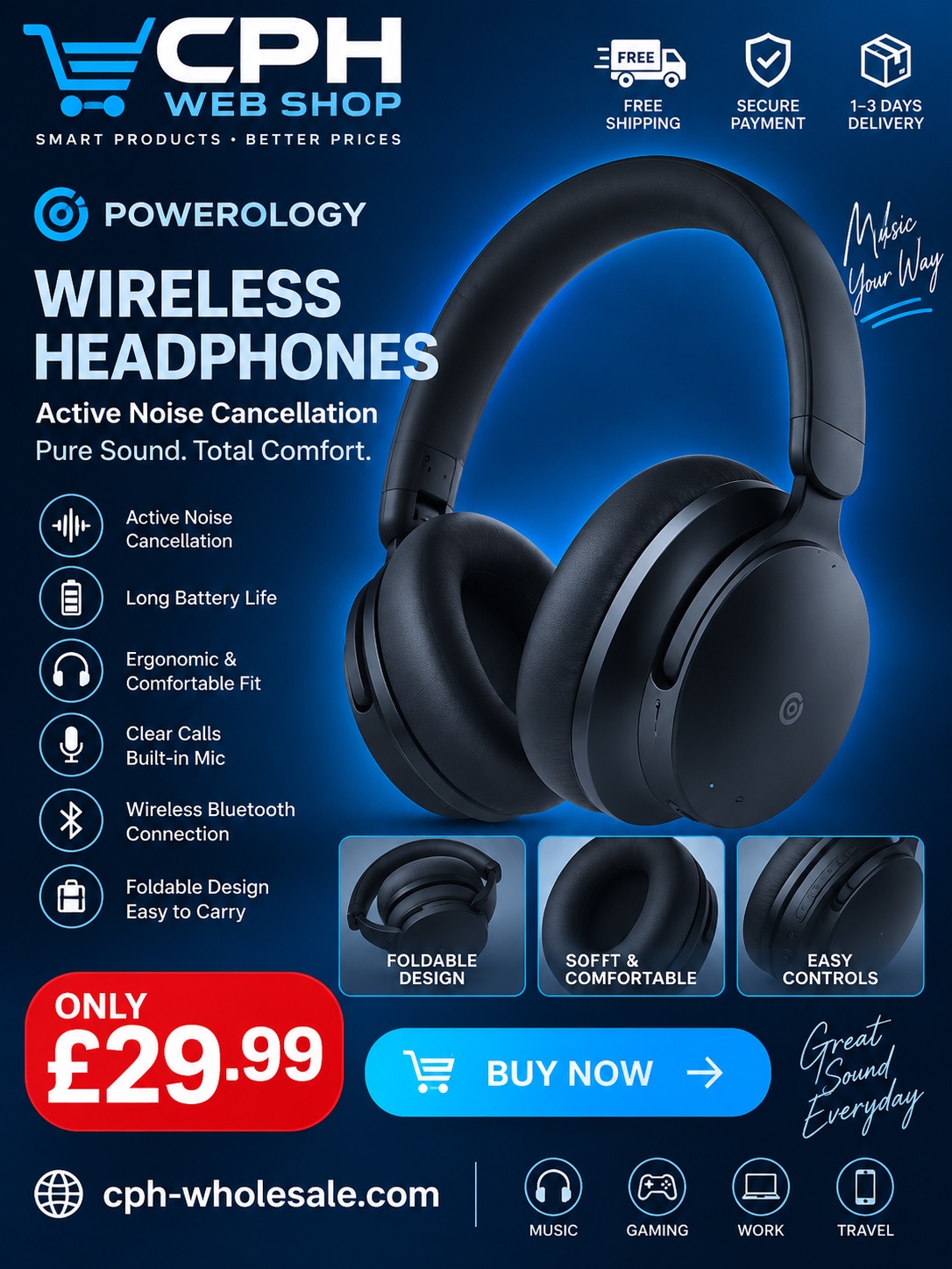 Powerology Wireless Headphones