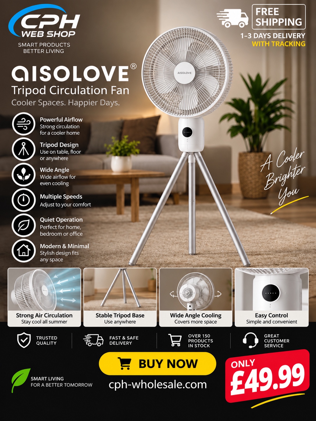 Qisolove Tripod Circulation Fan
