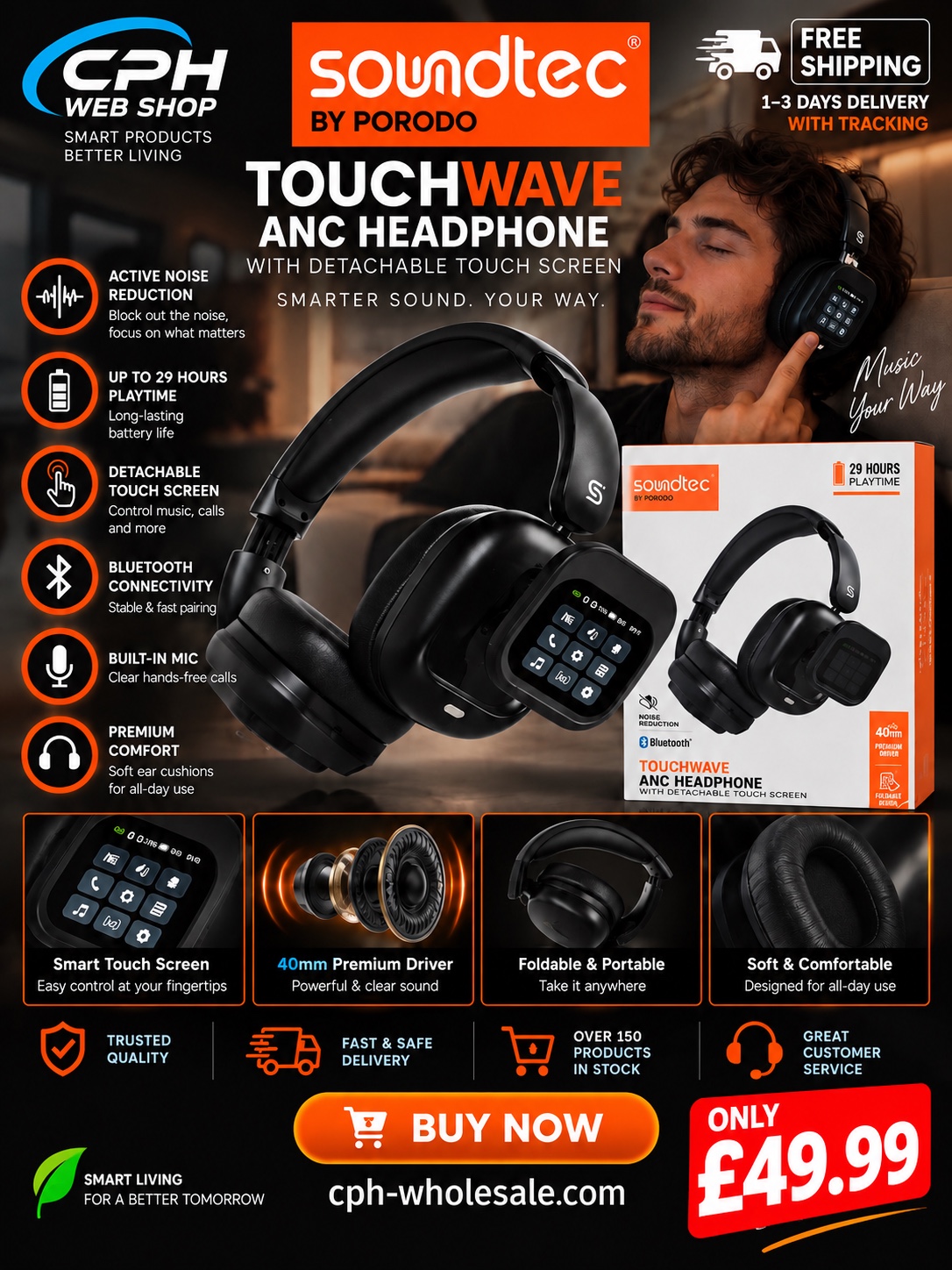 Soundtec TouchWave ANC Headphones